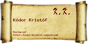 Kódor Kristóf névjegykártya